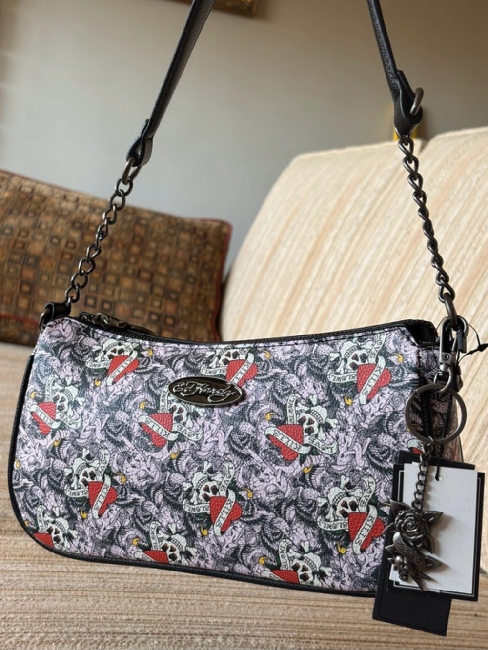 NWT Ed Hardy "Love Kills Slowly" Convertible Shoulder / Crossbody Bag